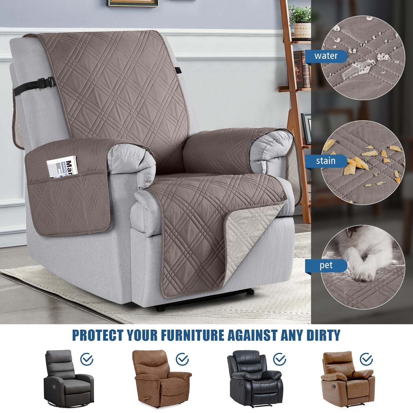 TAOCOCO 100% Waterproof Recliner Chair Cover-2