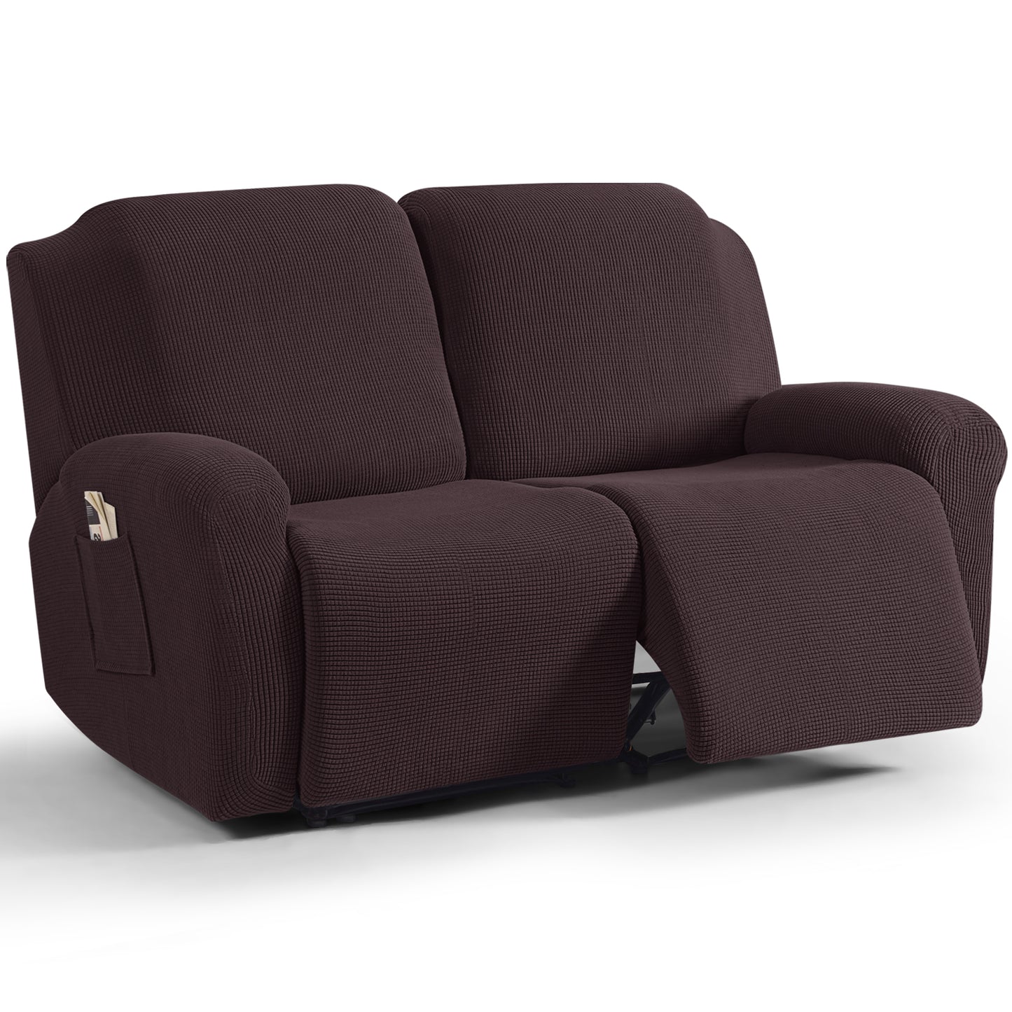TAOCOCO 6-Piece 2XL Dual Recliner Loveseat Slipcover, Stretch Jacquard 2-Seater Sofa Cover