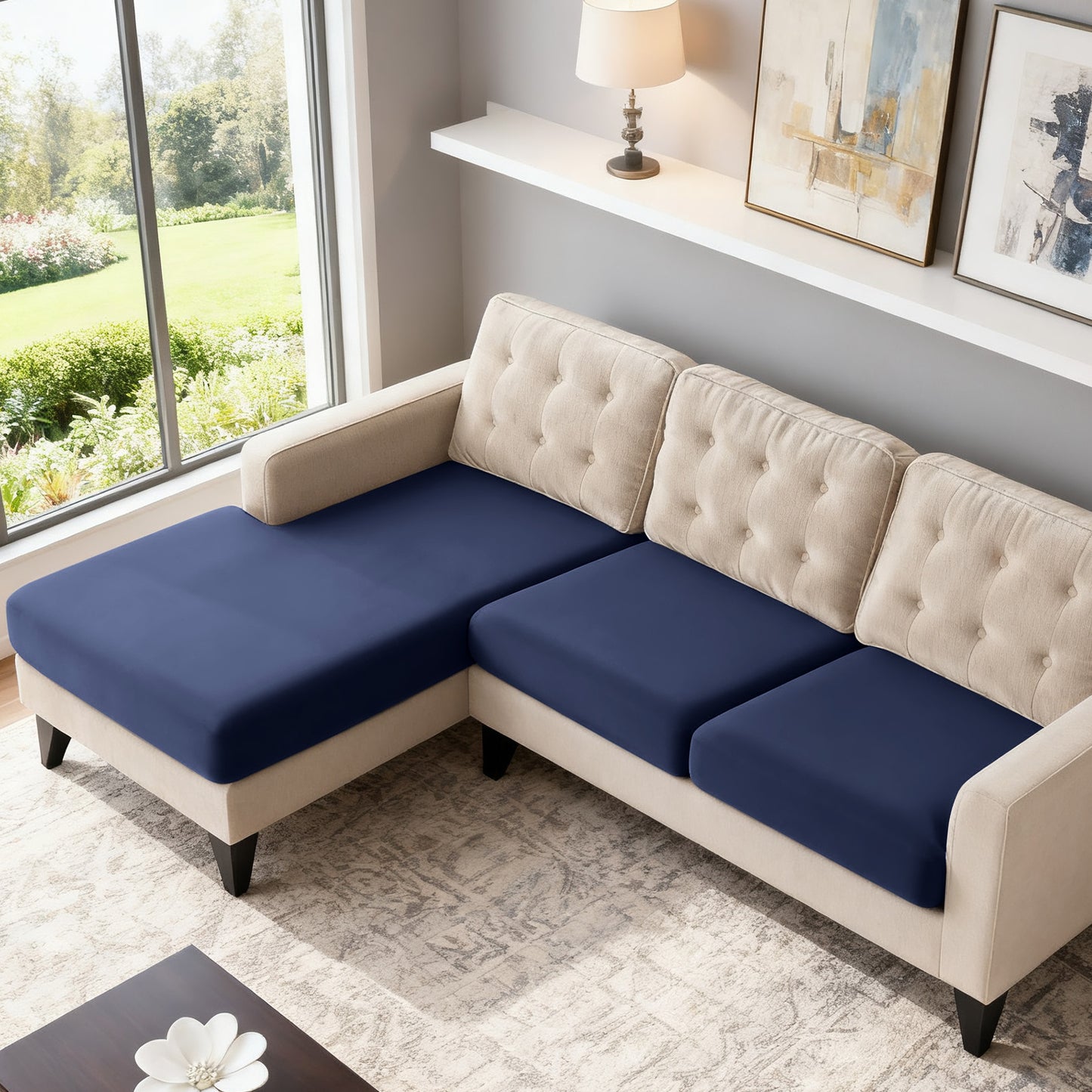 TAOCOCO 3-Piece L Shape Sectional Sofa Covers —2 Seater + 1 Chaise Cushion Covers