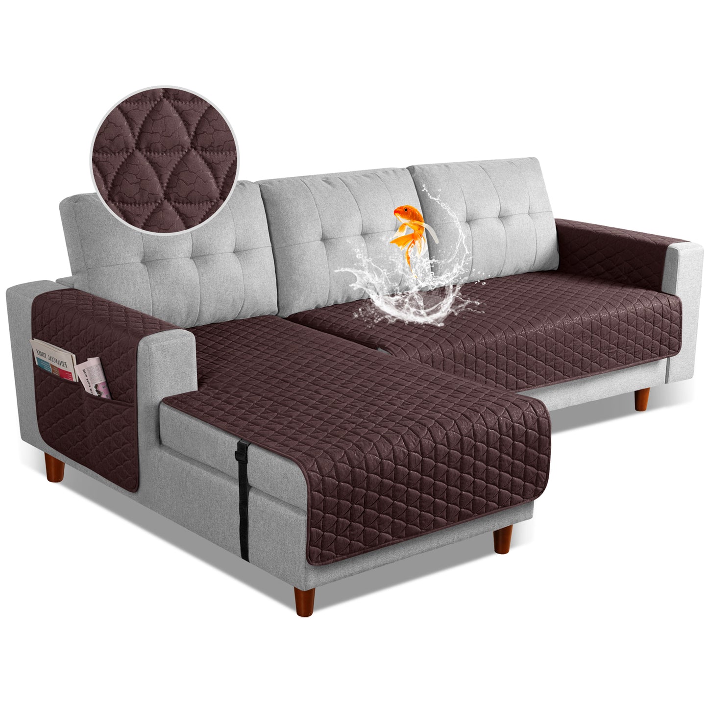 JSJ- L Shaped Sofa Covers, Chaise Lounge for Left Right Sectional Sofa-S/L