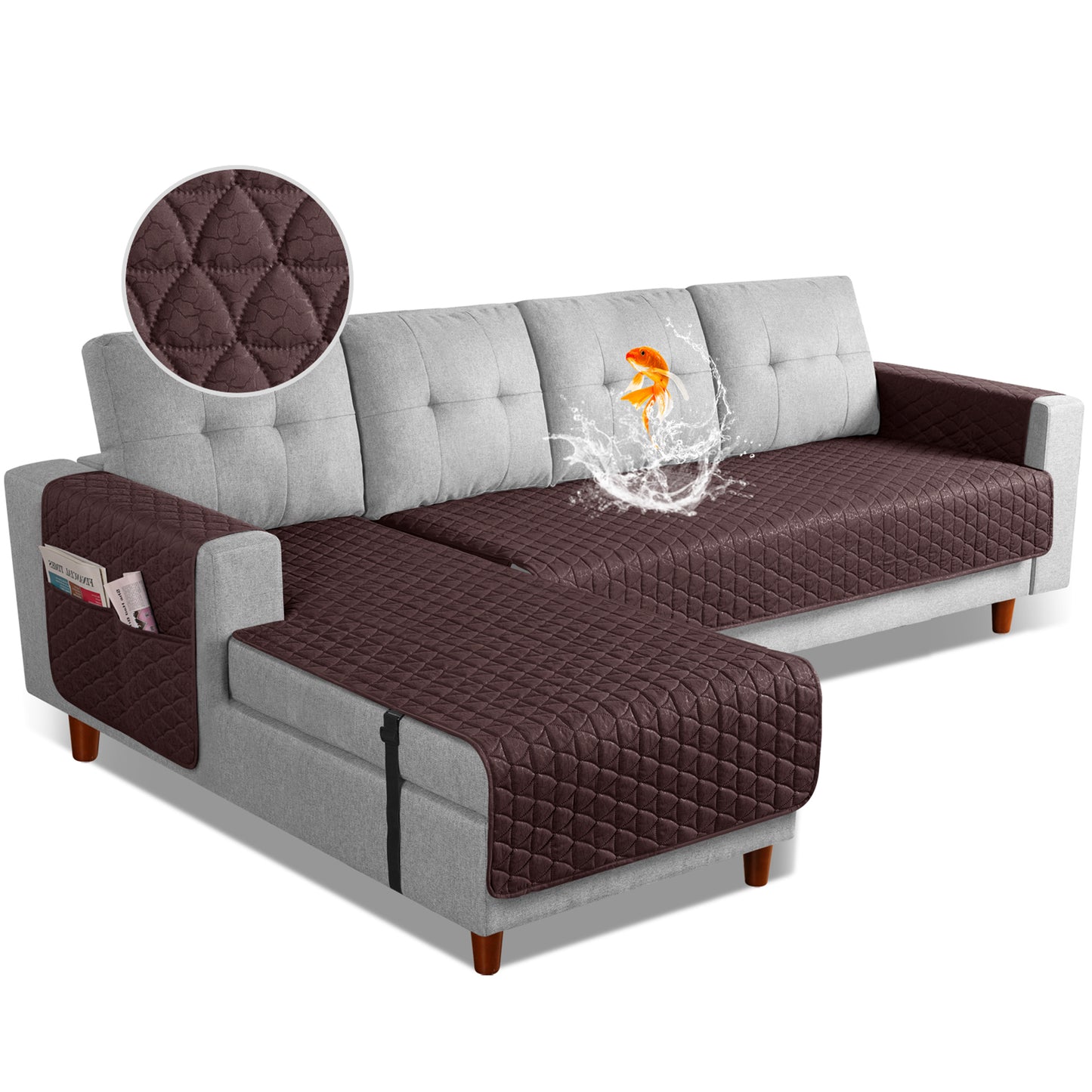 JSJ- L Shaped Sofa Covers, Chaise Lounge for Left Right Sectional Sofa-S/L