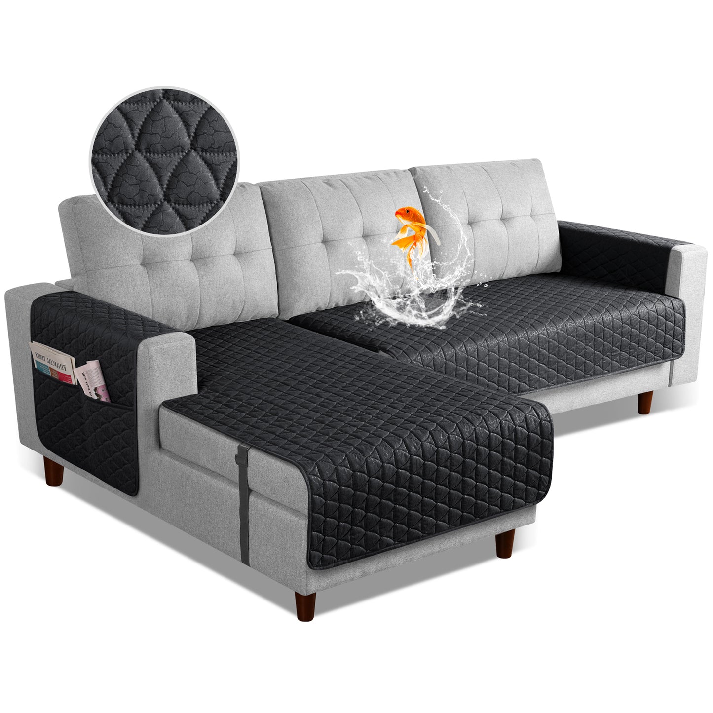 JSJ- L Shaped Sofa Covers, Chaise Lounge for Left Right Sectional Sofa-S/L