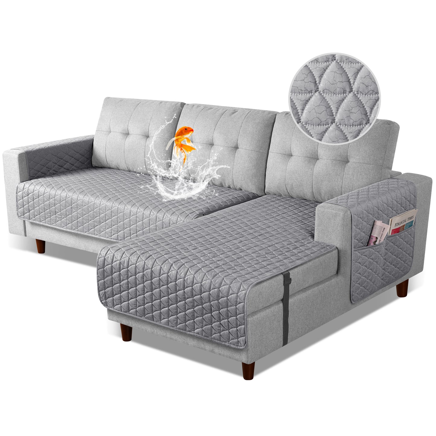 JSJ- L Shaped Sofa Covers, Chaise Lounge for Left Right Sectional Sofa-S/L