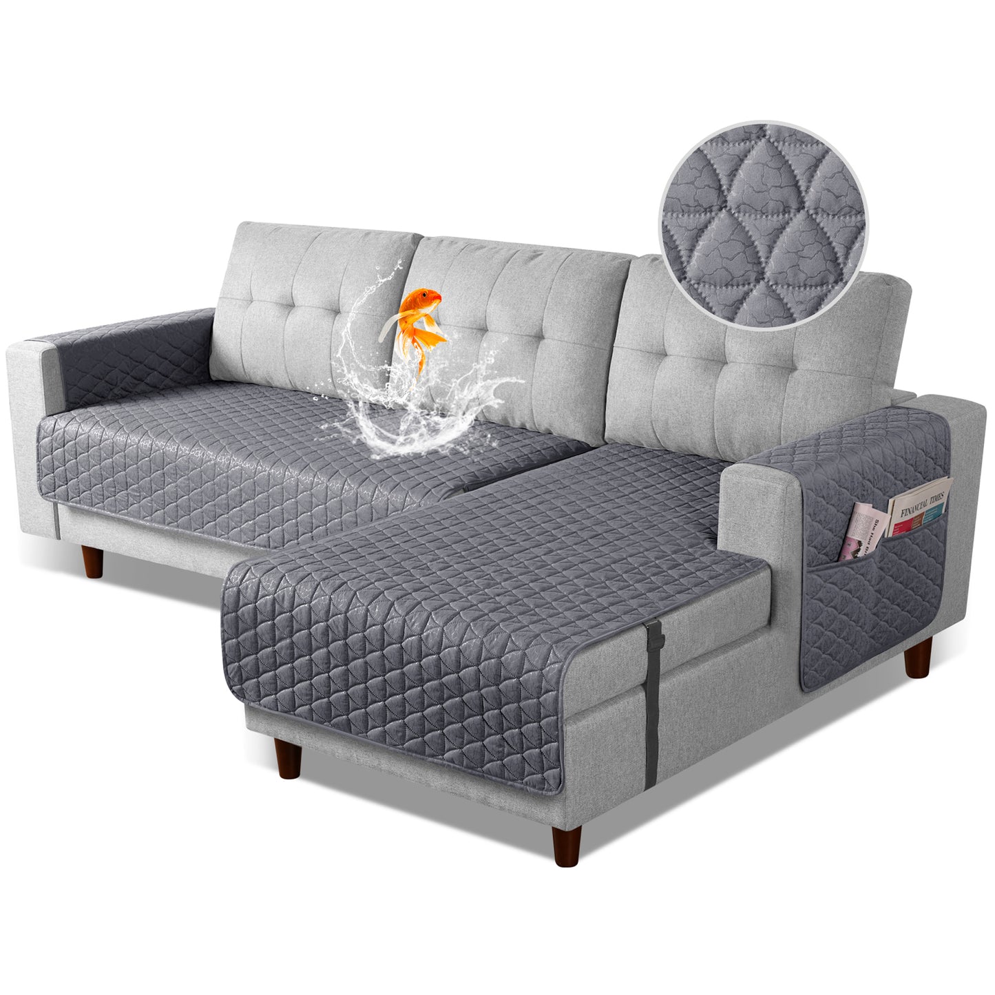 JSJ- L Shaped Sofa Covers, Chaise Lounge for Left Right Sectional Sofa-S/L