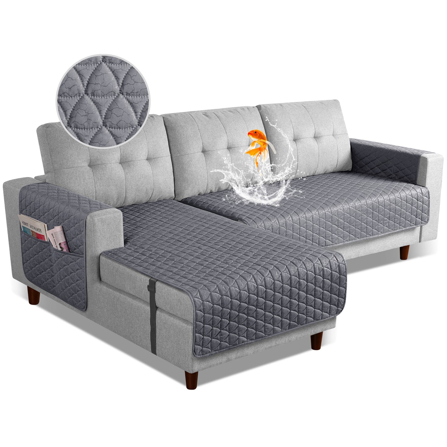 JSJ- L Shaped Sofa Covers, Chaise Lounge for Left Right Sectional Sofa-S/L