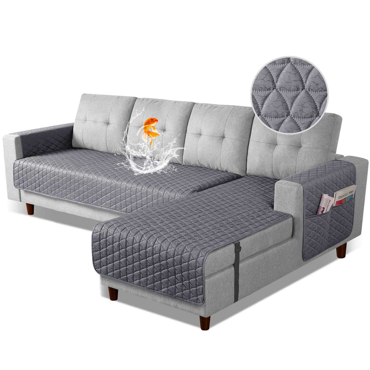 JSJ- L Shaped Sofa Covers, Chaise Lounge for Left Right Sectional Sofa-S/L