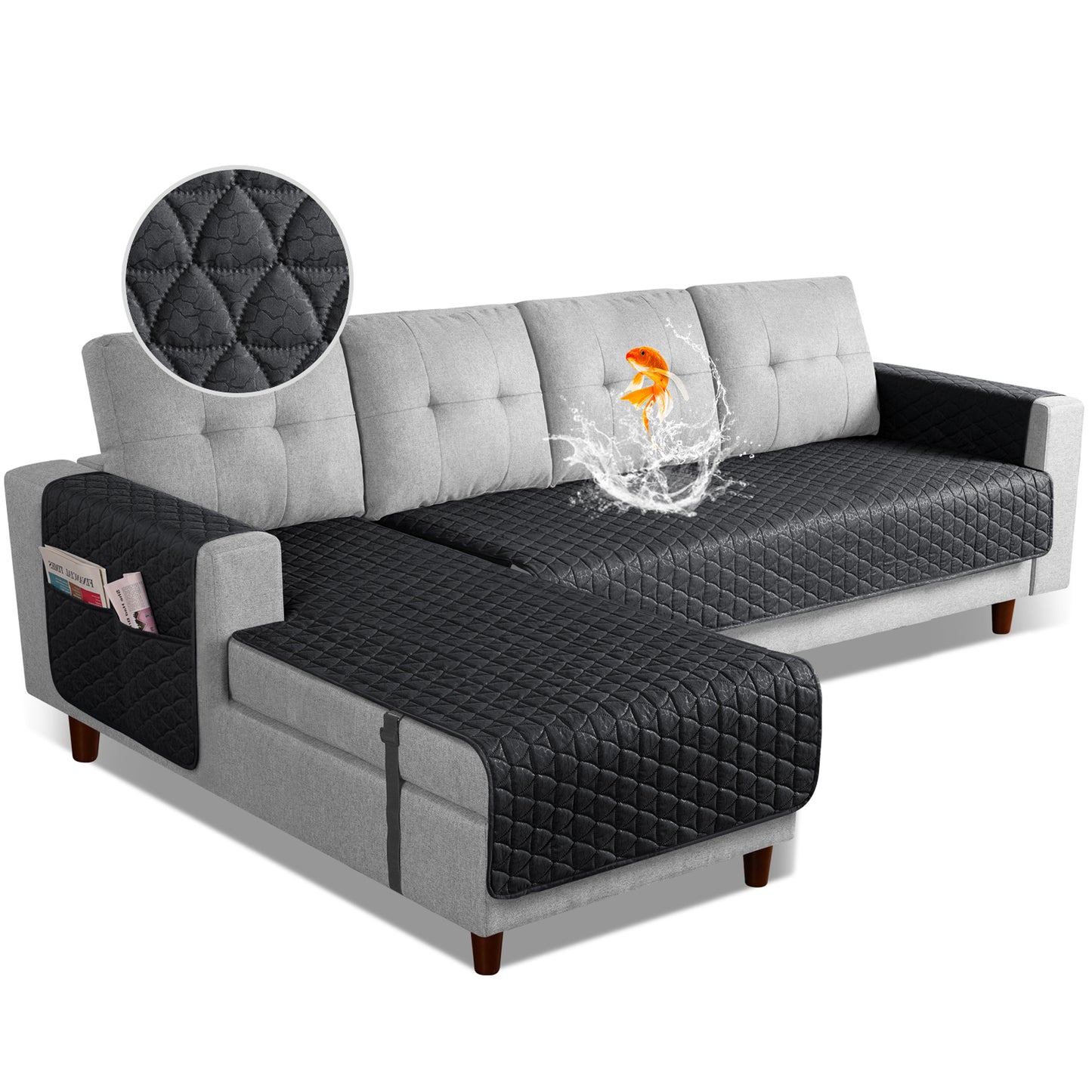 JSJ- L Shaped Sofa Covers, Chaise Lounge for Left Right Sectional Sofa-S/L