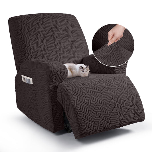 TAOCOCO Recliner Chair Cover, Stretch Sofa Cover 1 Seater With Arm Rest, Couch Cover Soft, Machine Washable Recliner Sofa Protector (Chocolate, 1 seater plus)