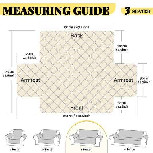 TAOCOCO Sofa Protector 100% Waterproof Sofa Covers 3 Seater,Sofa Slipcovers with Storage Pockets,Anti Slip Couch Covers(Sky Blue)