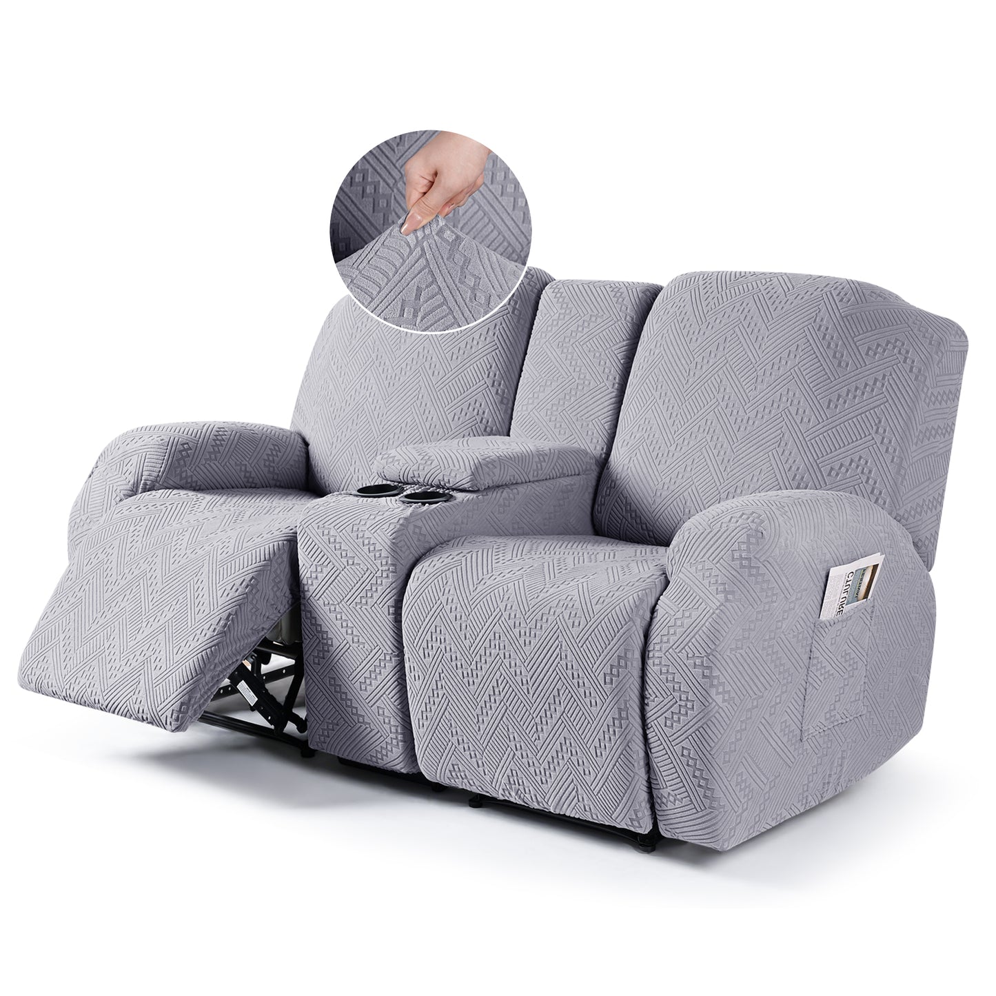 TAOCOCO-Recliner Loveseat Slipcover with Console Reclining Couch Slipcovers-FLG