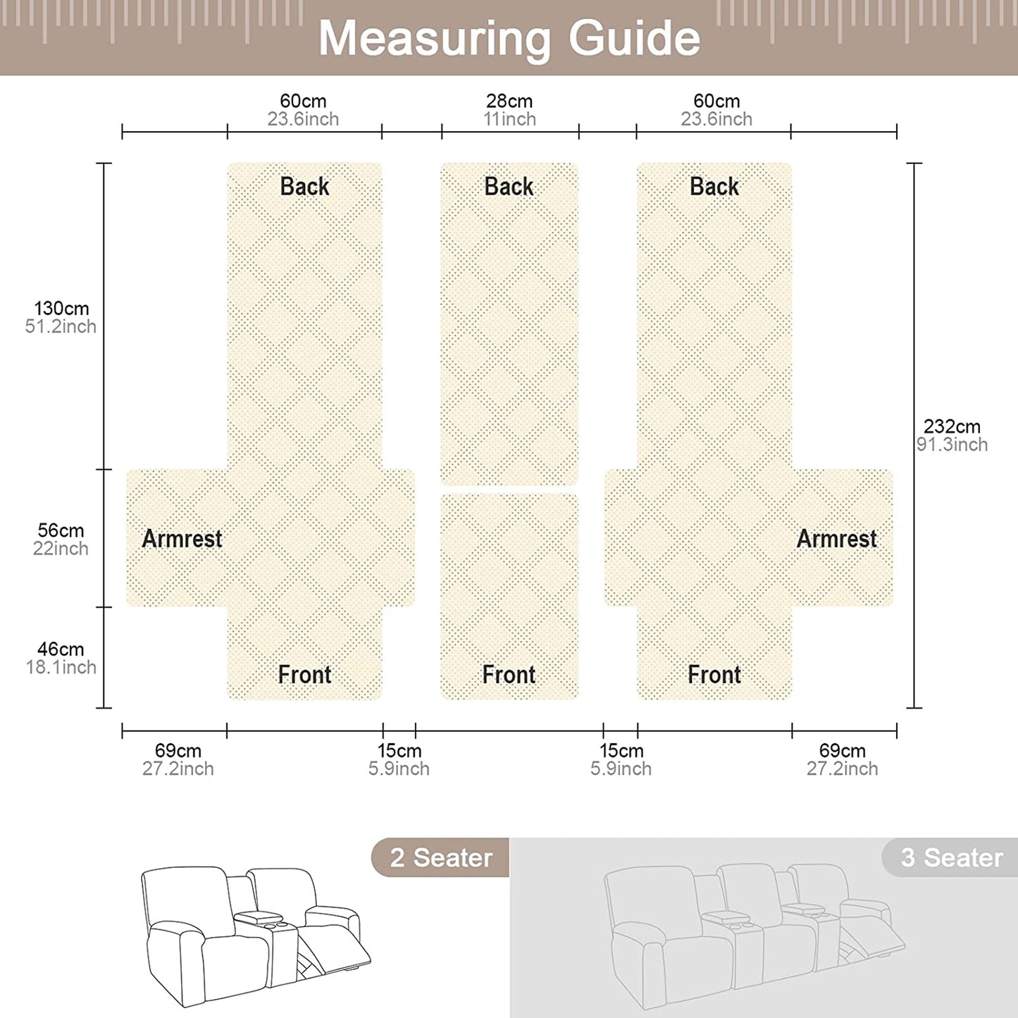 TAOCOCO 100% Loveseat Recliner Cover with Center Console 2