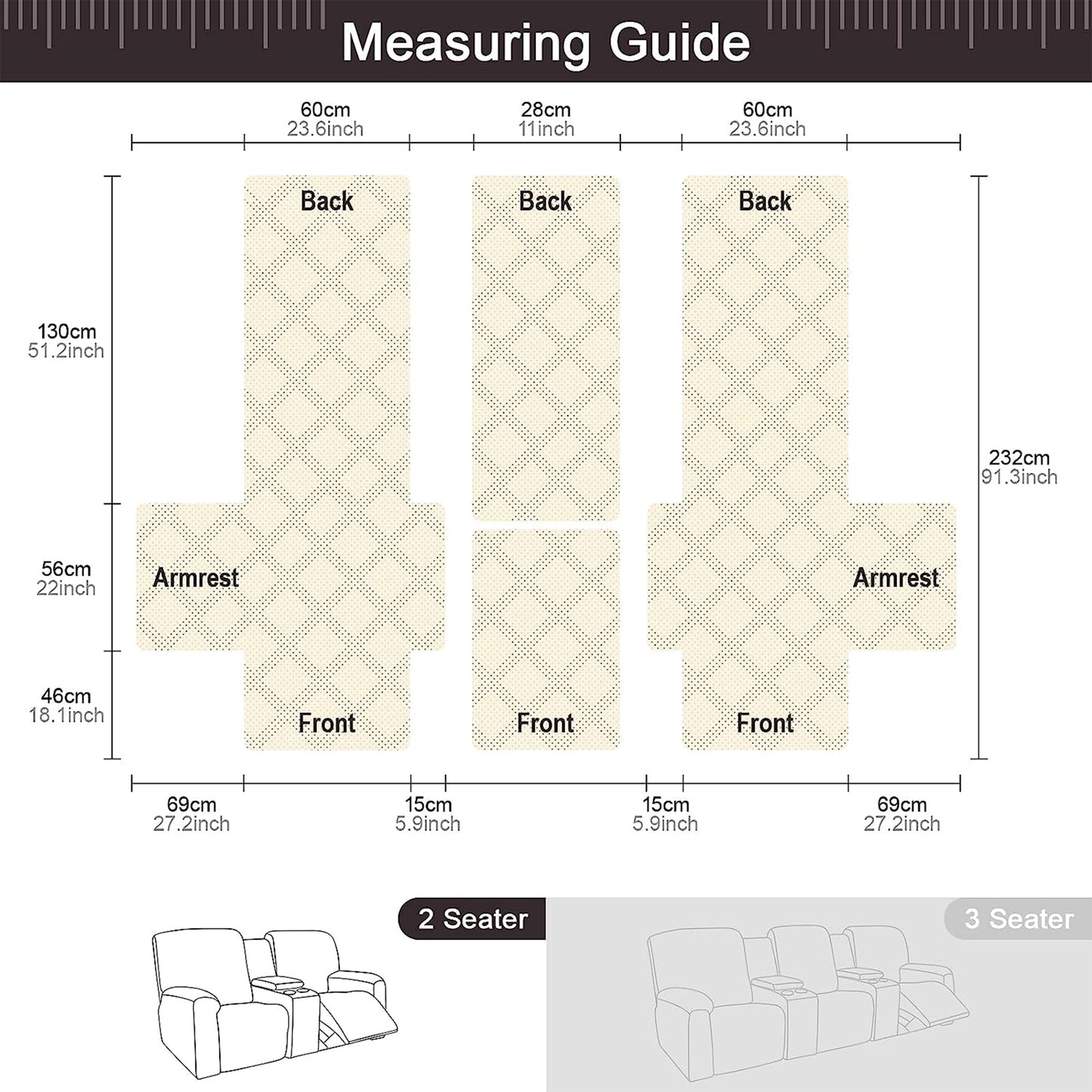 TAOCOCO 100% Loveseat Recliner Cover with Center Console 2