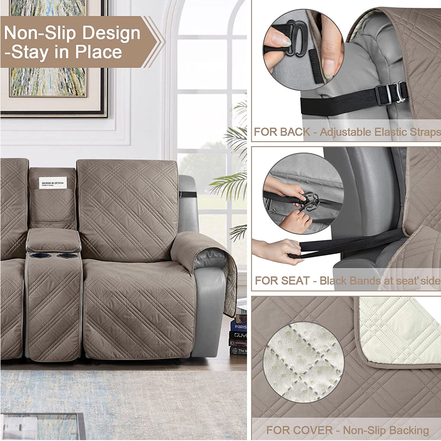 TAOCOCO 100% Loveseat Recliner Cover with Center Console 2