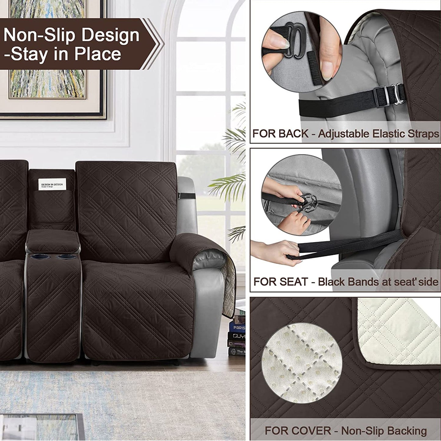 TAOCOCO 100% Loveseat Recliner Cover with Center Console 2