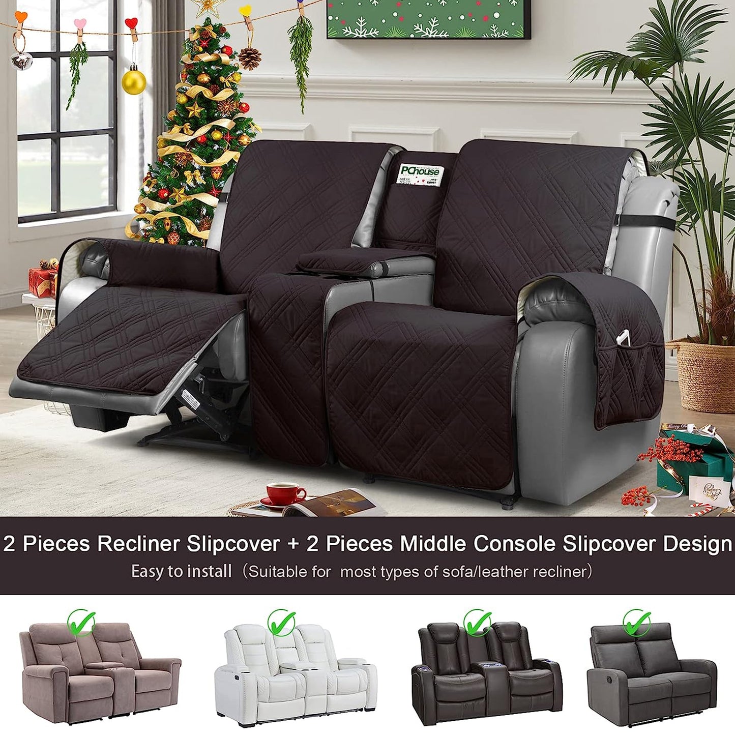 TAOCOCO 100% Loveseat Recliner Cover with Center Console 2