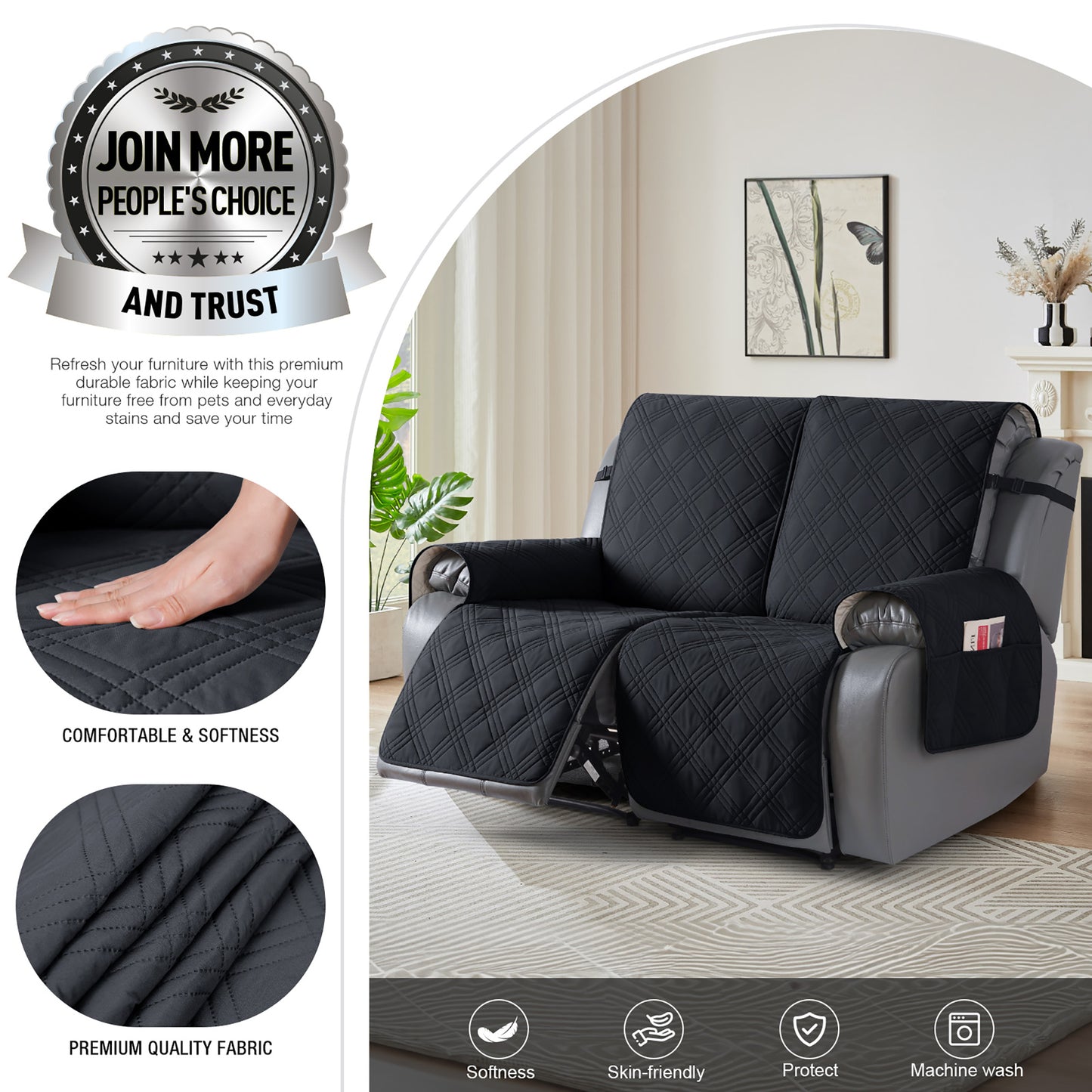 TAOCOCO Non-Slip Waterproof Recliner Sofa Covers