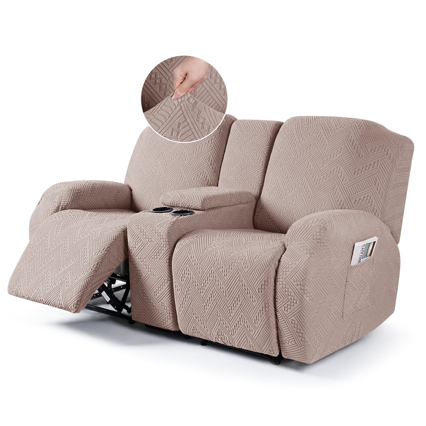TAOCOCO-Recliner Loveseat Slipcover with Console Reclining Couch Slipcovers-FLG