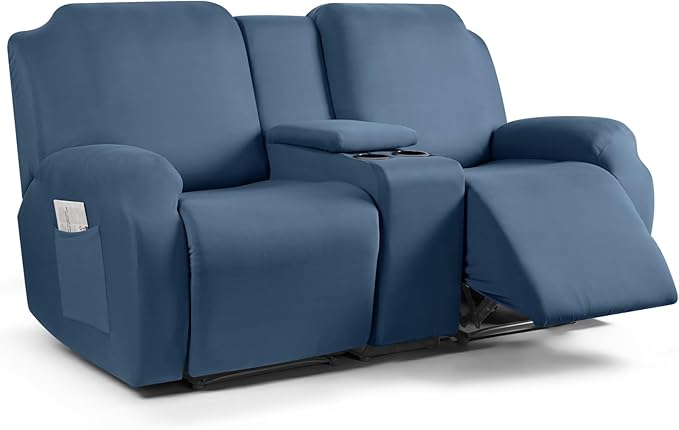 1-Piece Polyester Fabric Stretch Recliner Cover - 1 Recliner Chair/1 Seat armless /2 Seat with Console
