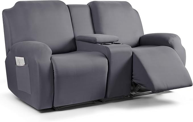 1-Piece Polyester Fabric Stretch Recliner Cover - 1 Recliner Chair/1 Seat armless /2 Seat with Console