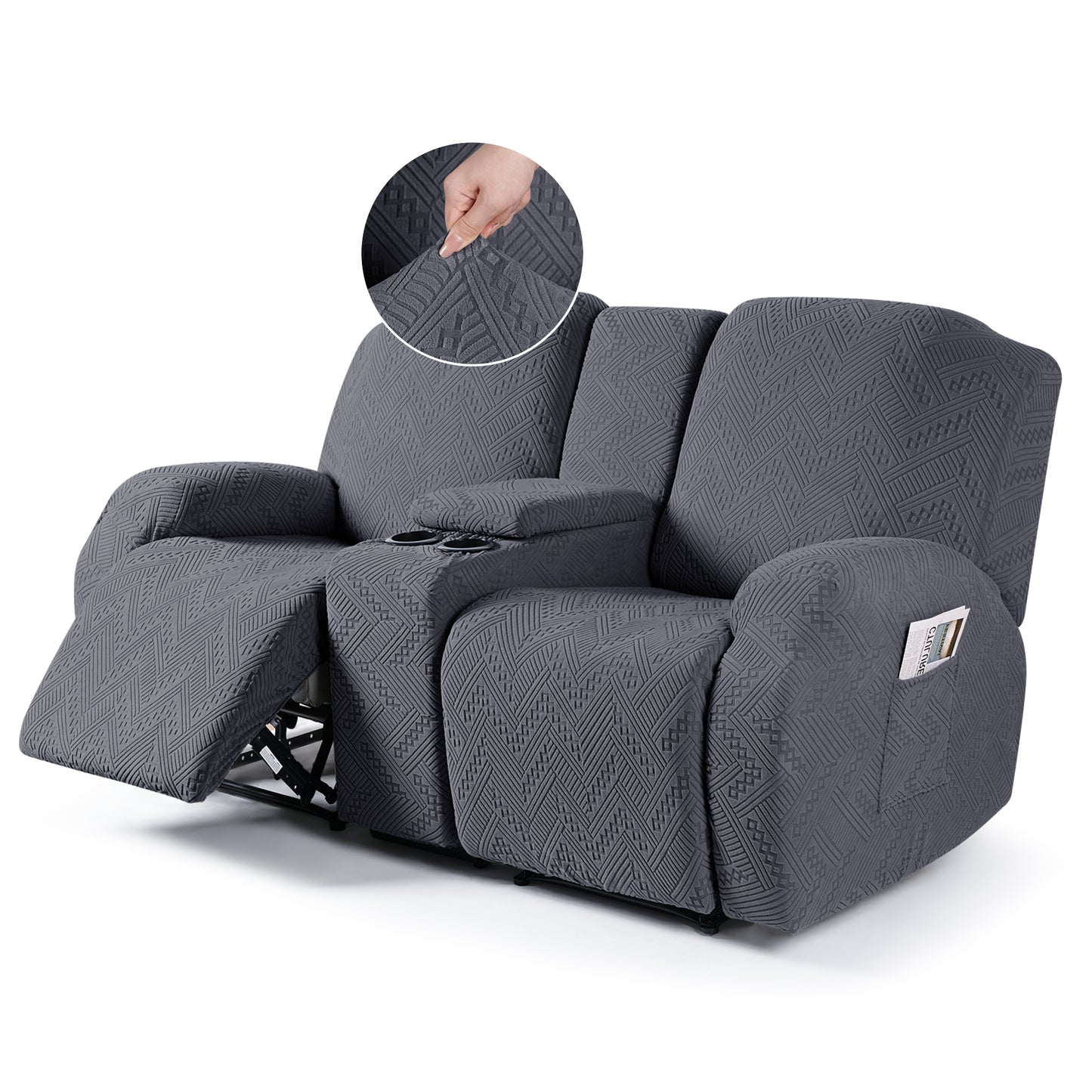 TAOCOCO-Recliner Loveseat Slipcover with Console Reclining Couch Slipcovers-FLG