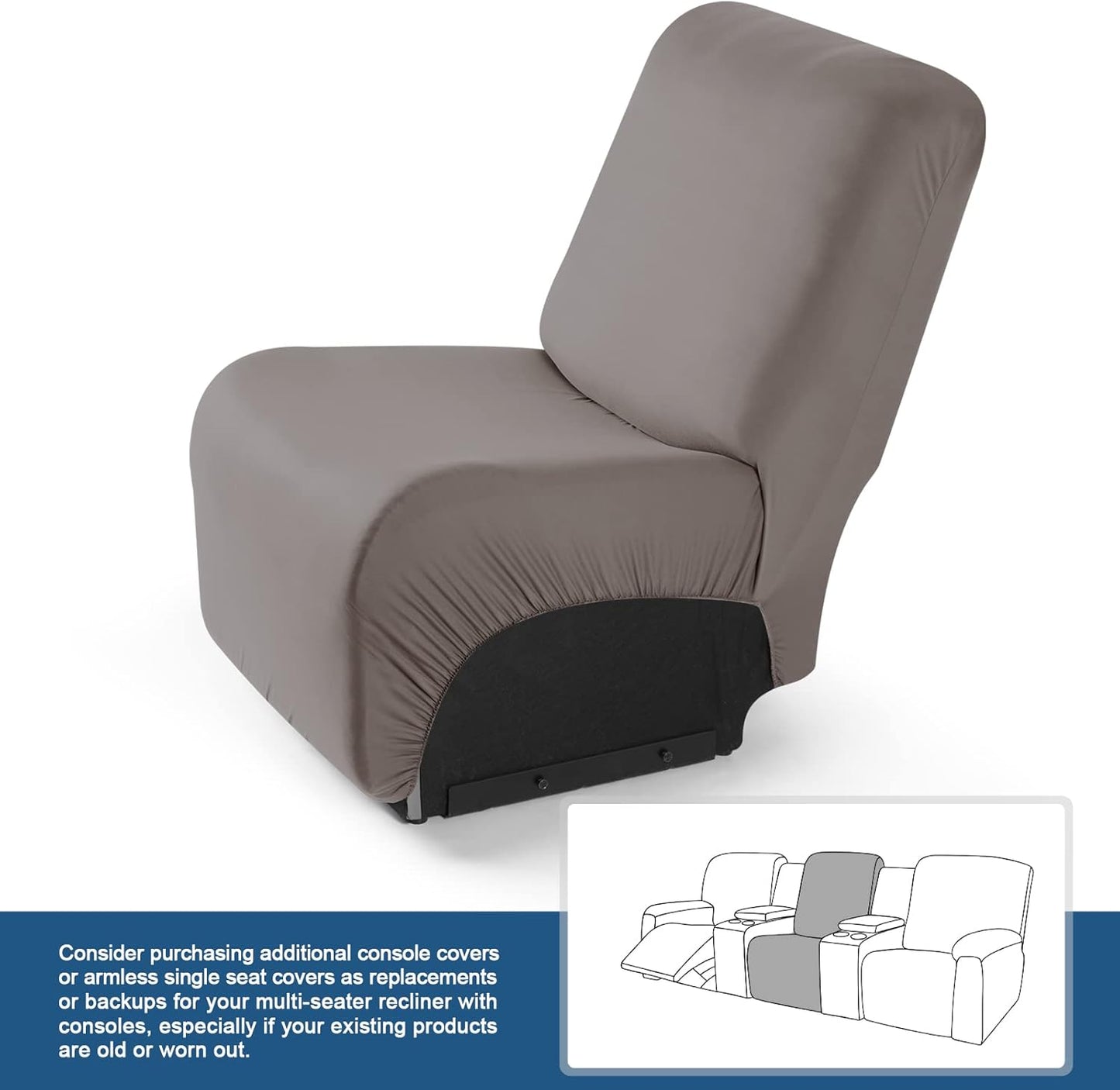 1-Piece Polyester Fabric Stretch Recliner Cover - 1 Recliner Chair/1 Seat armless /2 Seat with Console