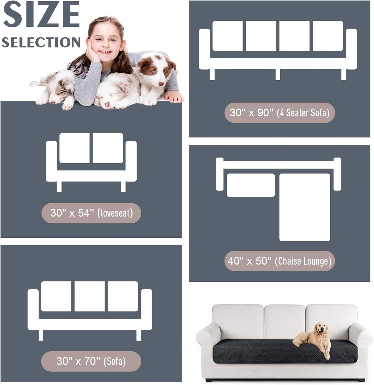 100% Waterproof Couch Cover - 30×54/ 30×70 / 30×90