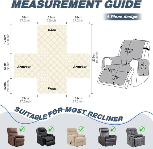 TAOCOCO 100% Waterproof 1-Seater Recliner Cover, 25 Inch