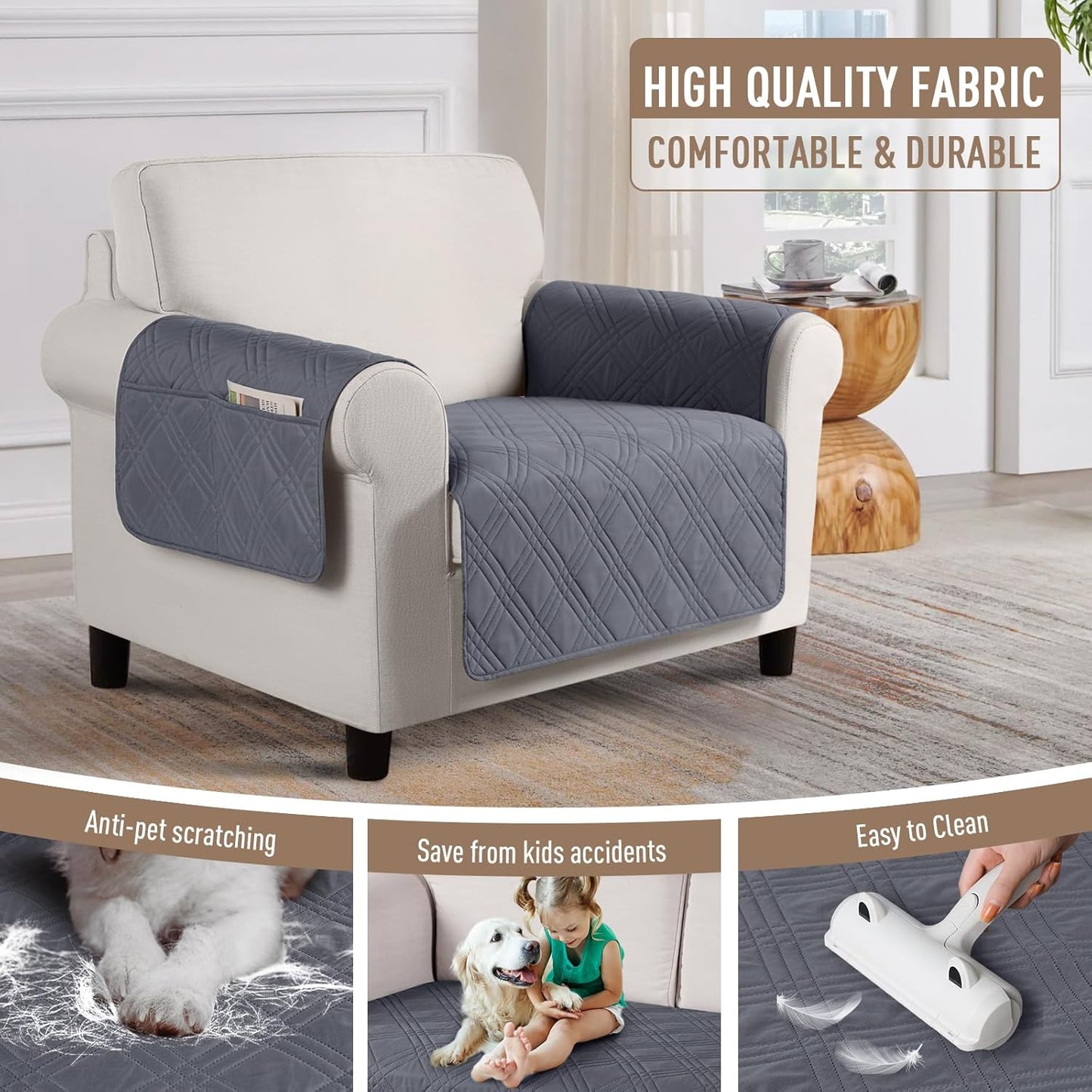 100% Waterproof Chair Covers for Pets Dogs with Non Slip Backing