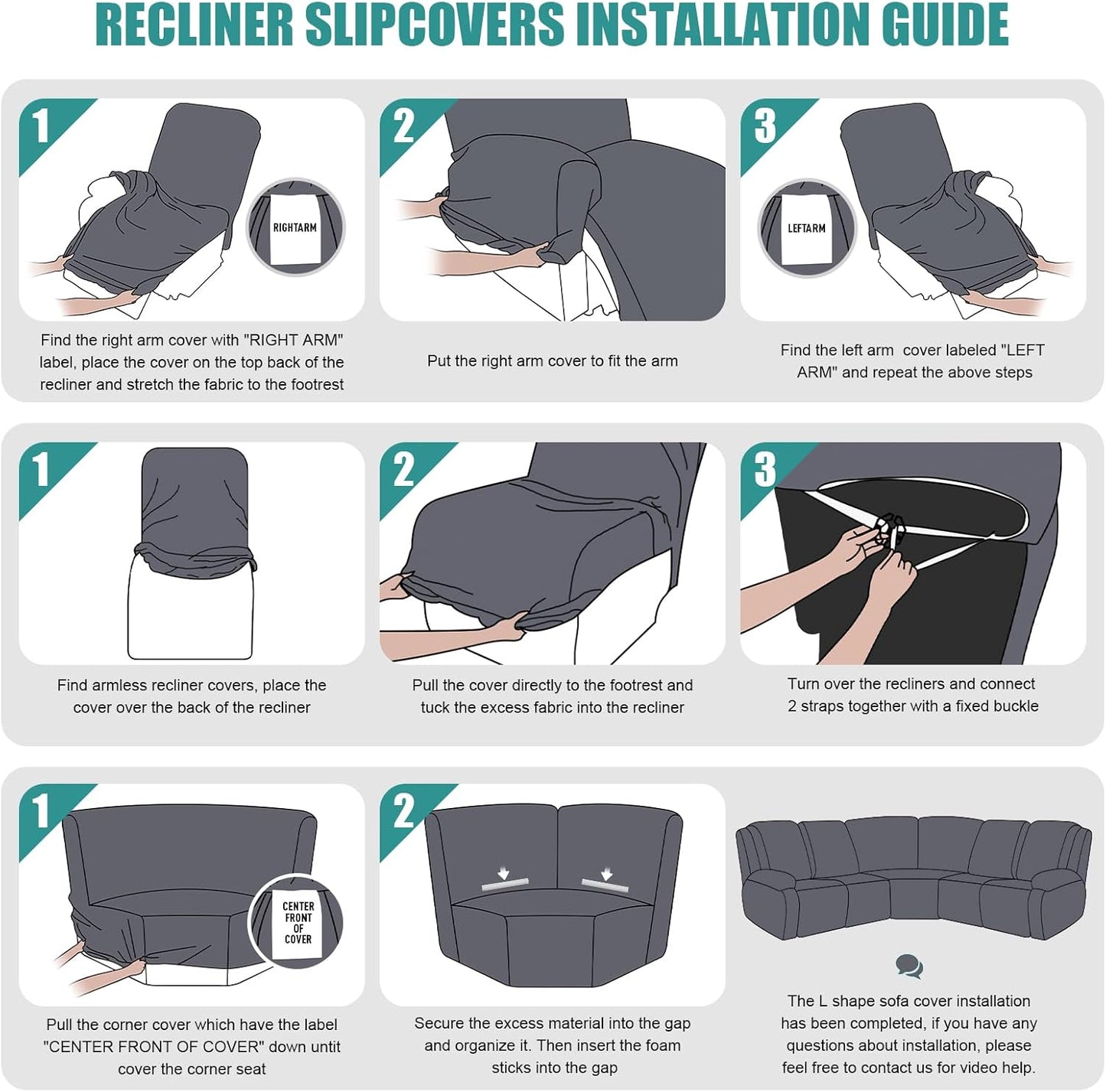 Sectional Sofa Covers Oversized L Shape 5 Seat