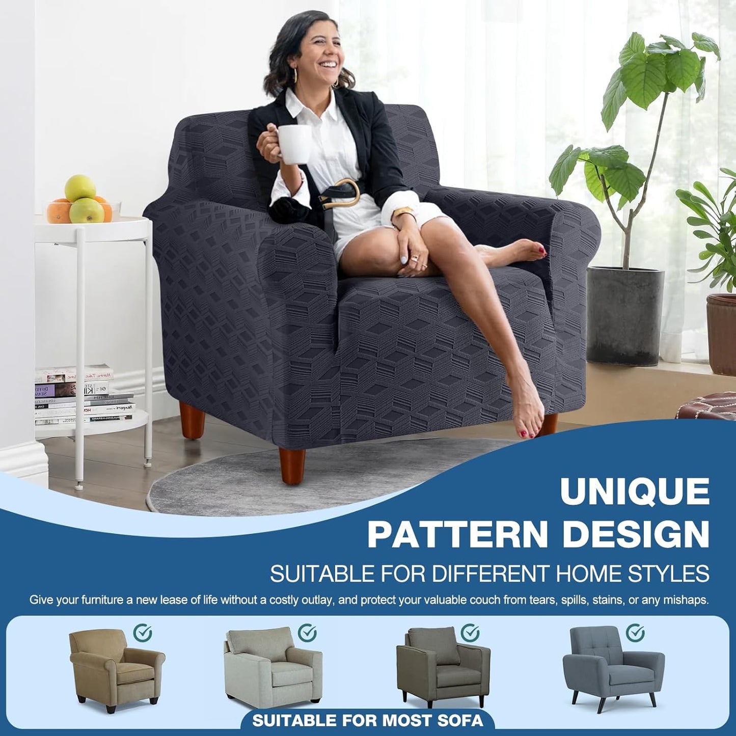 Stretch 1 piece Non Slip Armchair Slipcover- 1 Seater/2 Seater/3 Seater/4 Seater