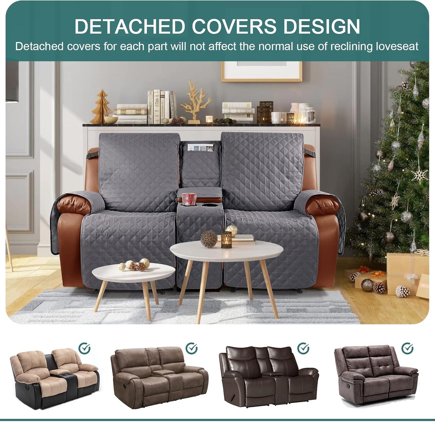 Waterproof Recliner Loveseat Cover with Console