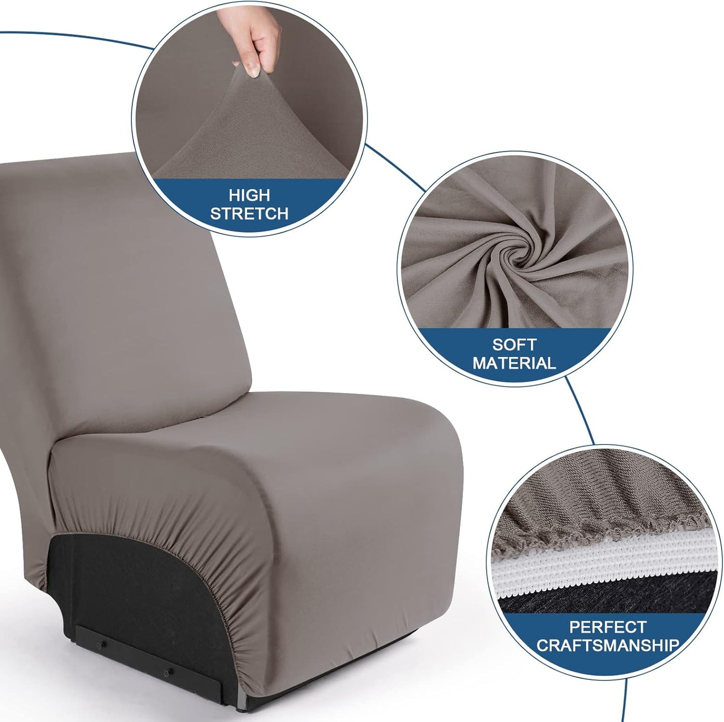 1-Piece Polyester Fabric Stretch Recliner Cover - 1 Recliner Chair/1 Seat armless /2 Seat with Console