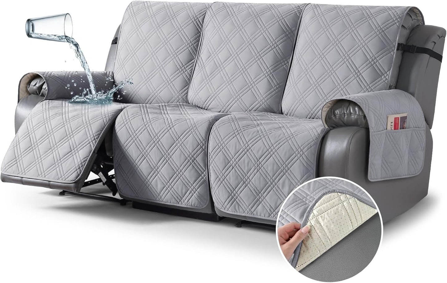 100% Waterproof Recliner Cover for 3 Seat Reclining Sofas