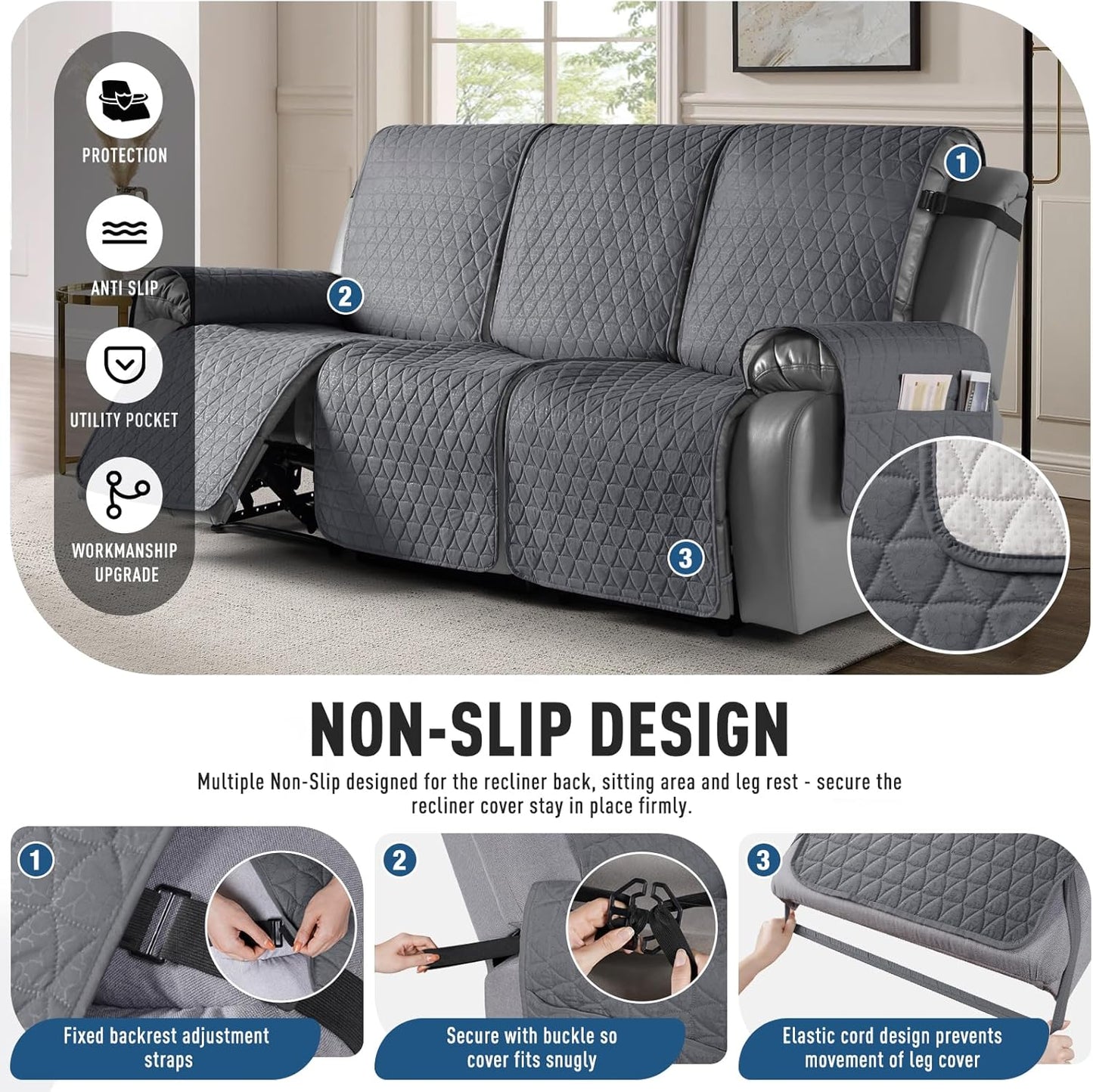 100% Waterproof Recliner Sofa Cover-3 Seater/2 Seater