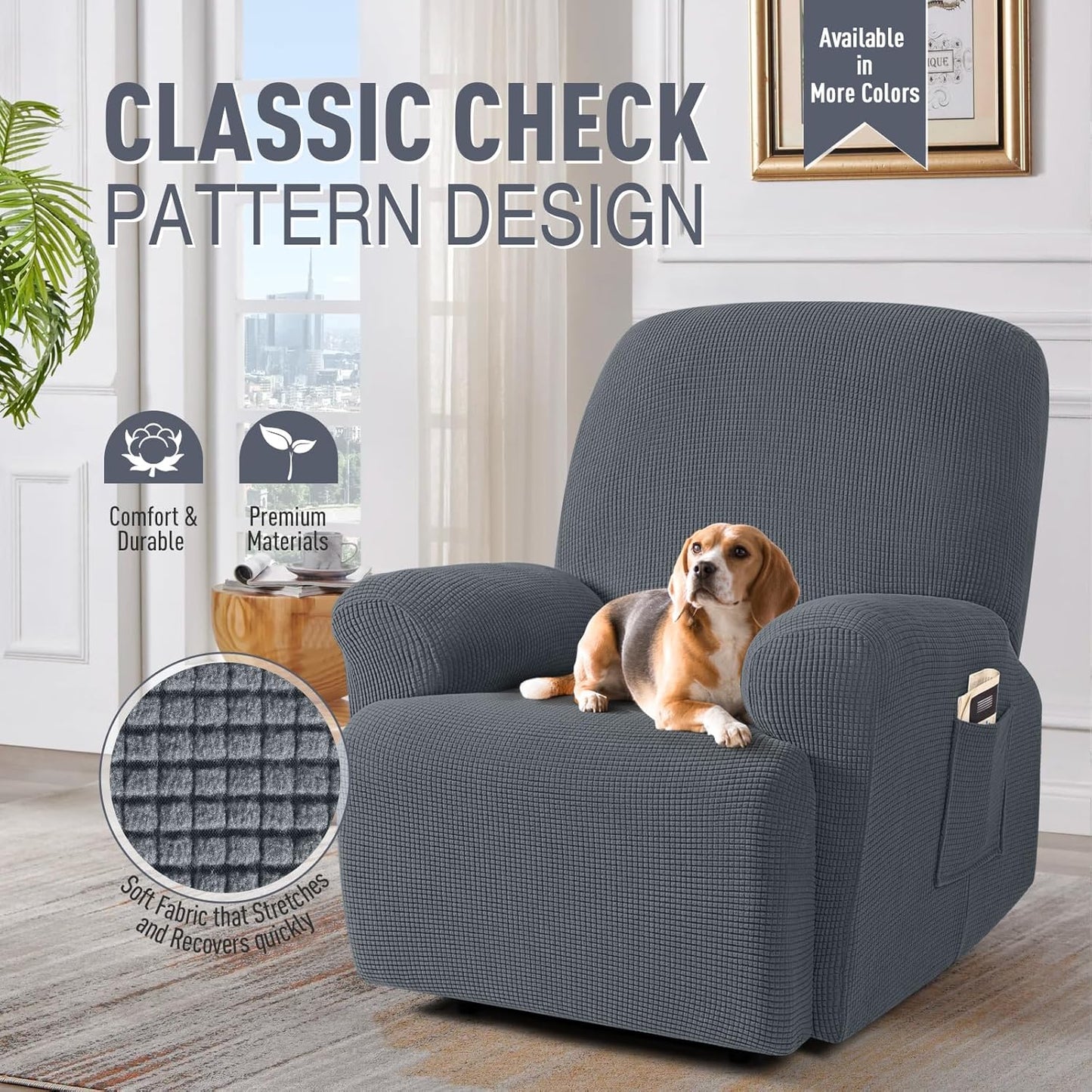4-Pieces Stretch Recliner Cover-1 Seat/2 Seat/3 Seat