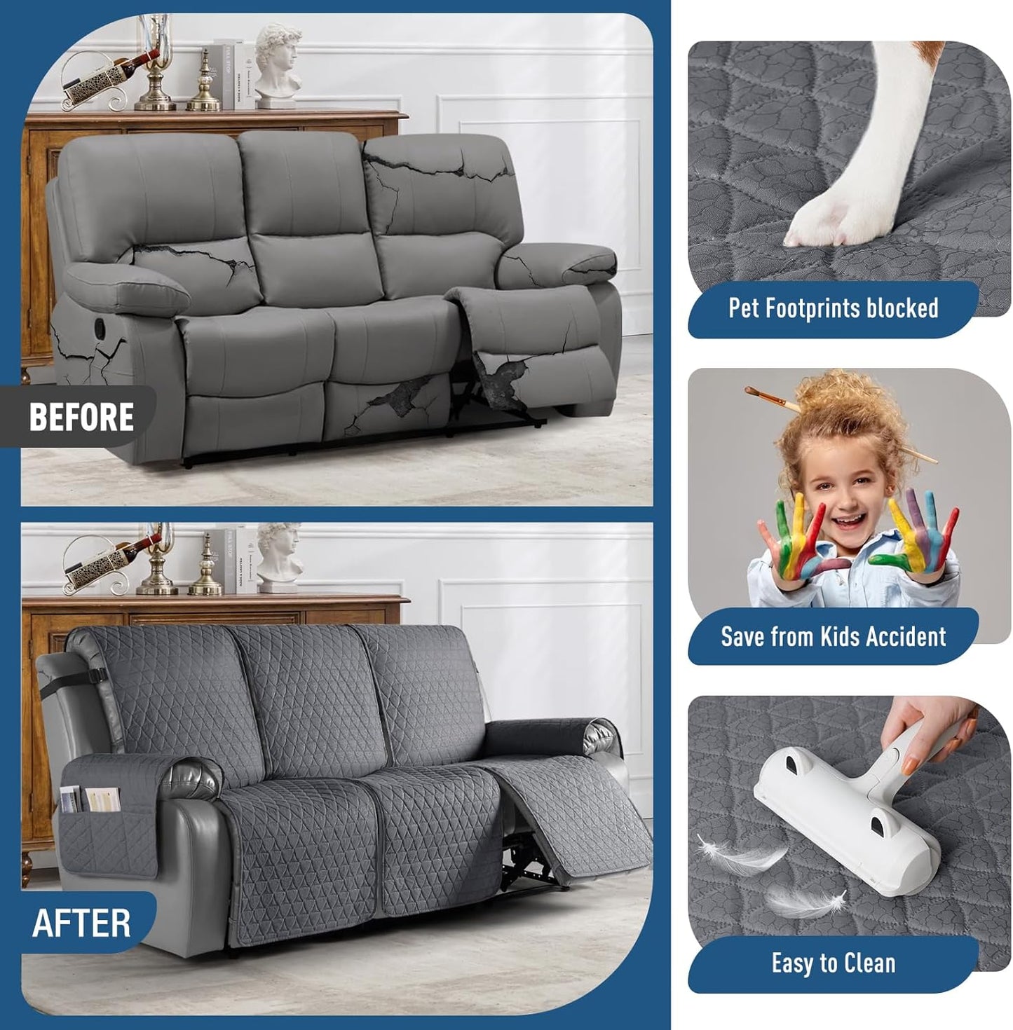 100% Waterproof Recliner Sofa Cover-3 Seater/2 Seater