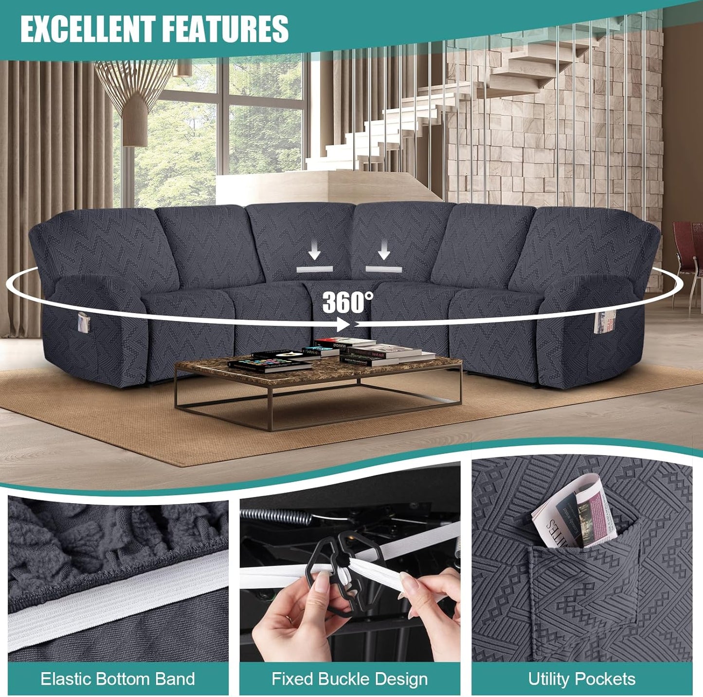 Sectional Sofa Covers Oversized L Shape 5 Seat