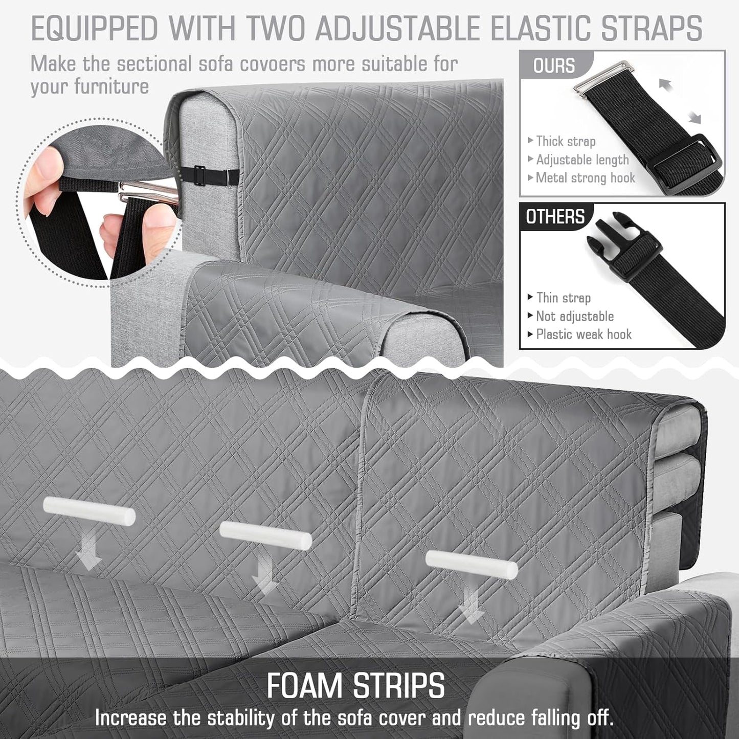 100% Waterproof Sectional Couch Covers L Shaped Sofa Covers - Large / X-Large