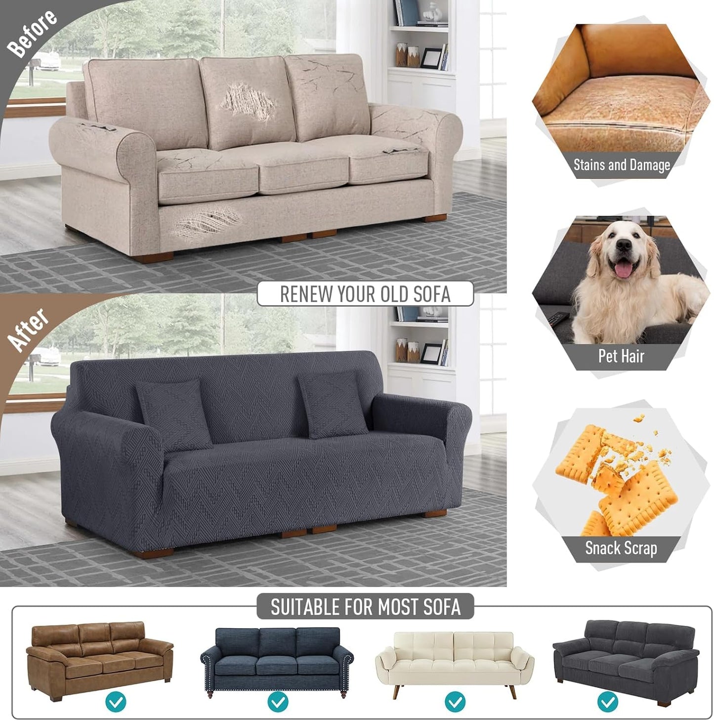 Stretch Sofa Cover 1 Piece Couch Covers