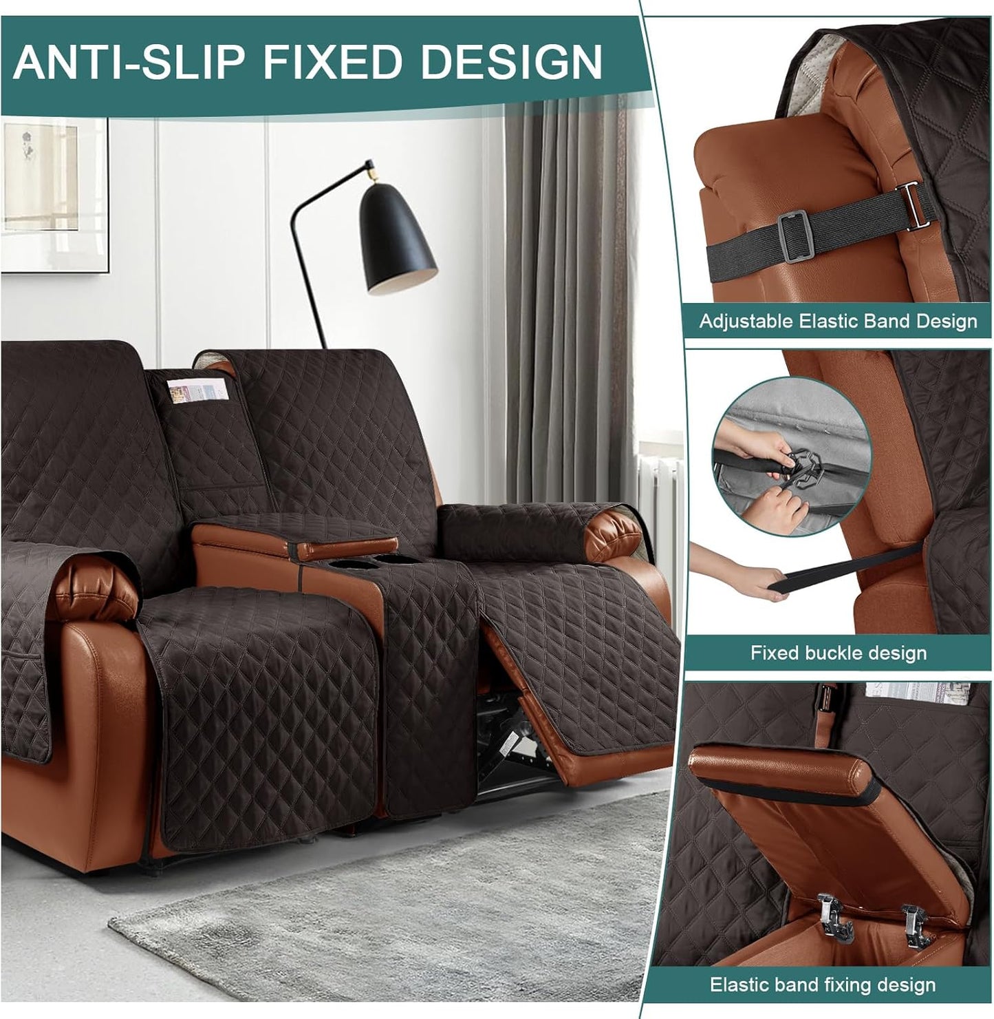 Waterproof Recliner Loveseat Cover with Console