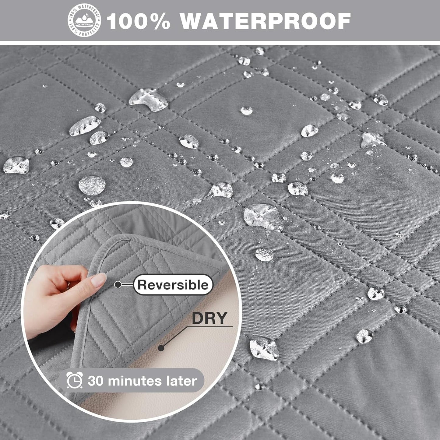 100% Waterproof Sectional Couch Covers L Shaped Sofa Covers -Small