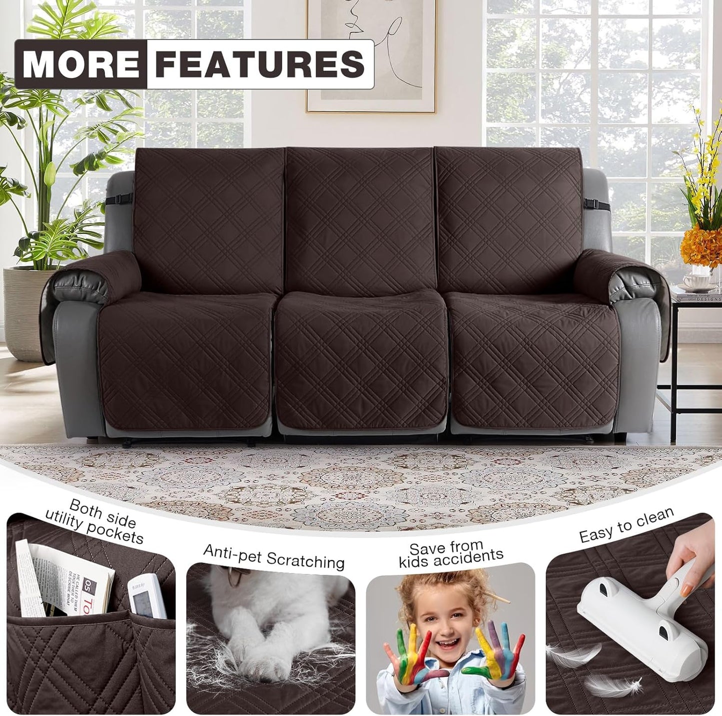 100% Waterproof Recliner Cover for 3 Seat Reclining Sofas