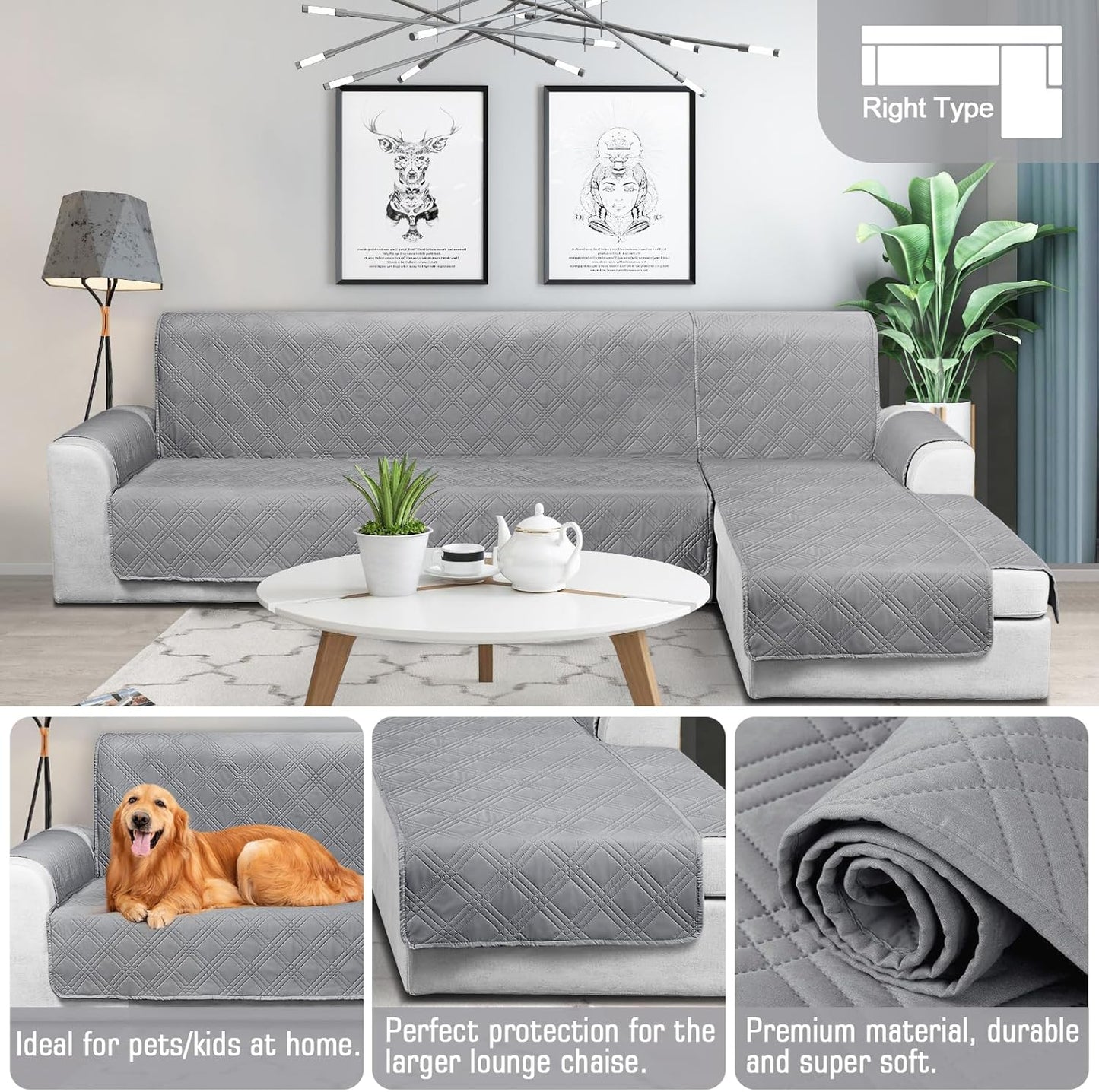 100% Waterproof Sectional Couch Covers L Shaped Sofa Covers - Large / X-Large