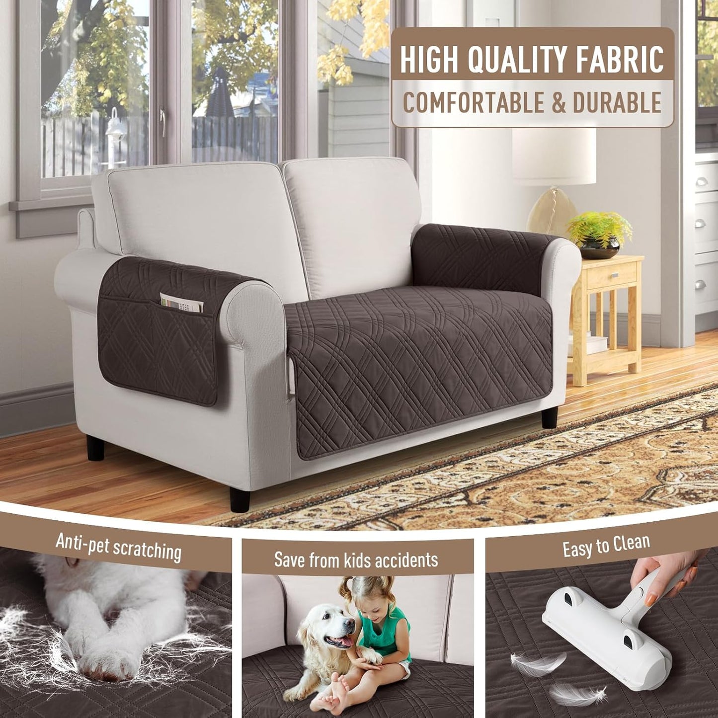 100% Waterproof Loveseat Covers for Pets Dogs with Non Slip Backing- 54''