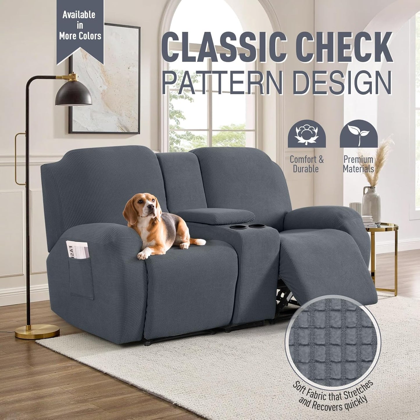 Stretch Recliner Loveseat Cover with Middle Console