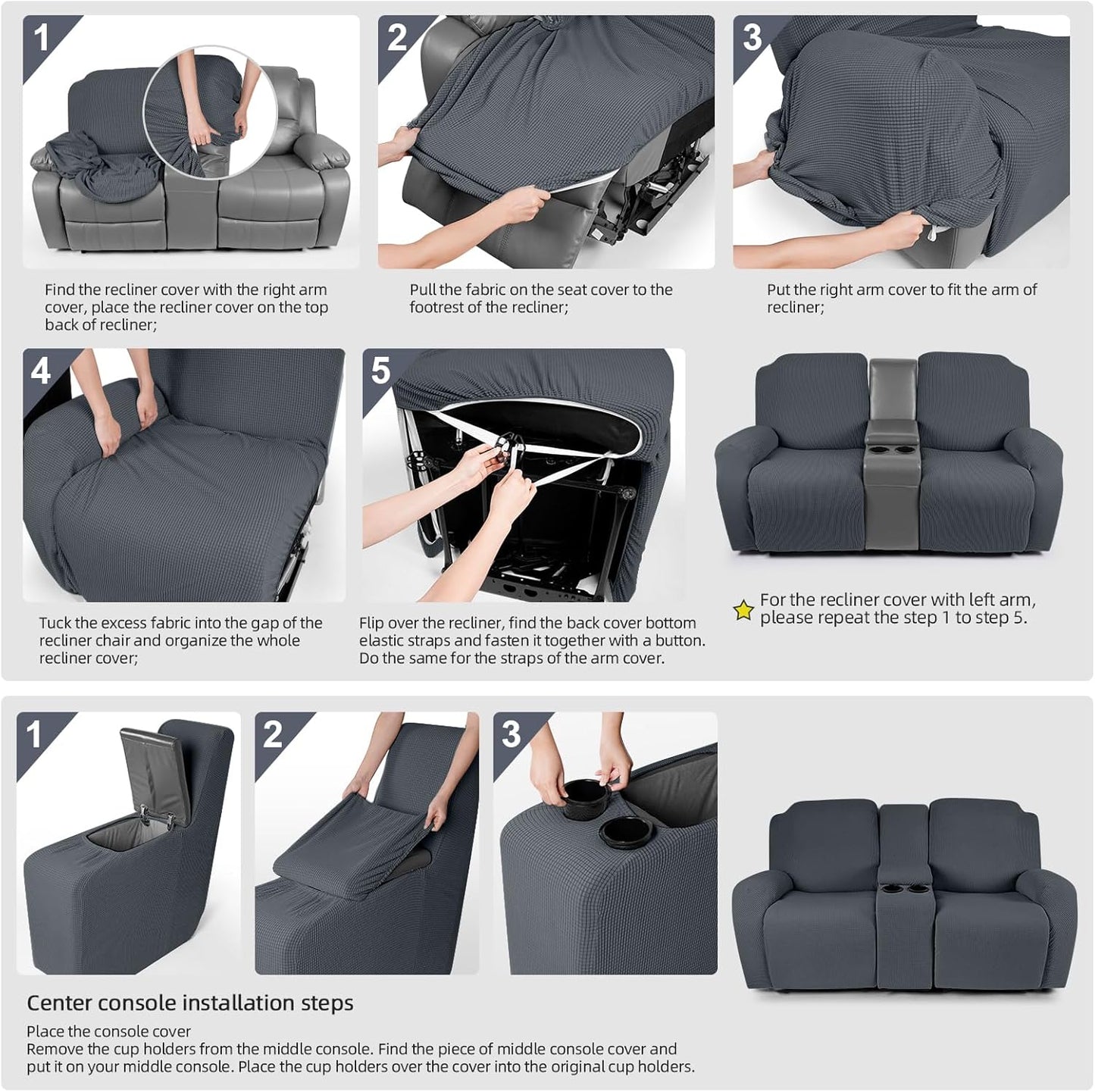 Stretch Recliner Loveseat Cover with Middle Console