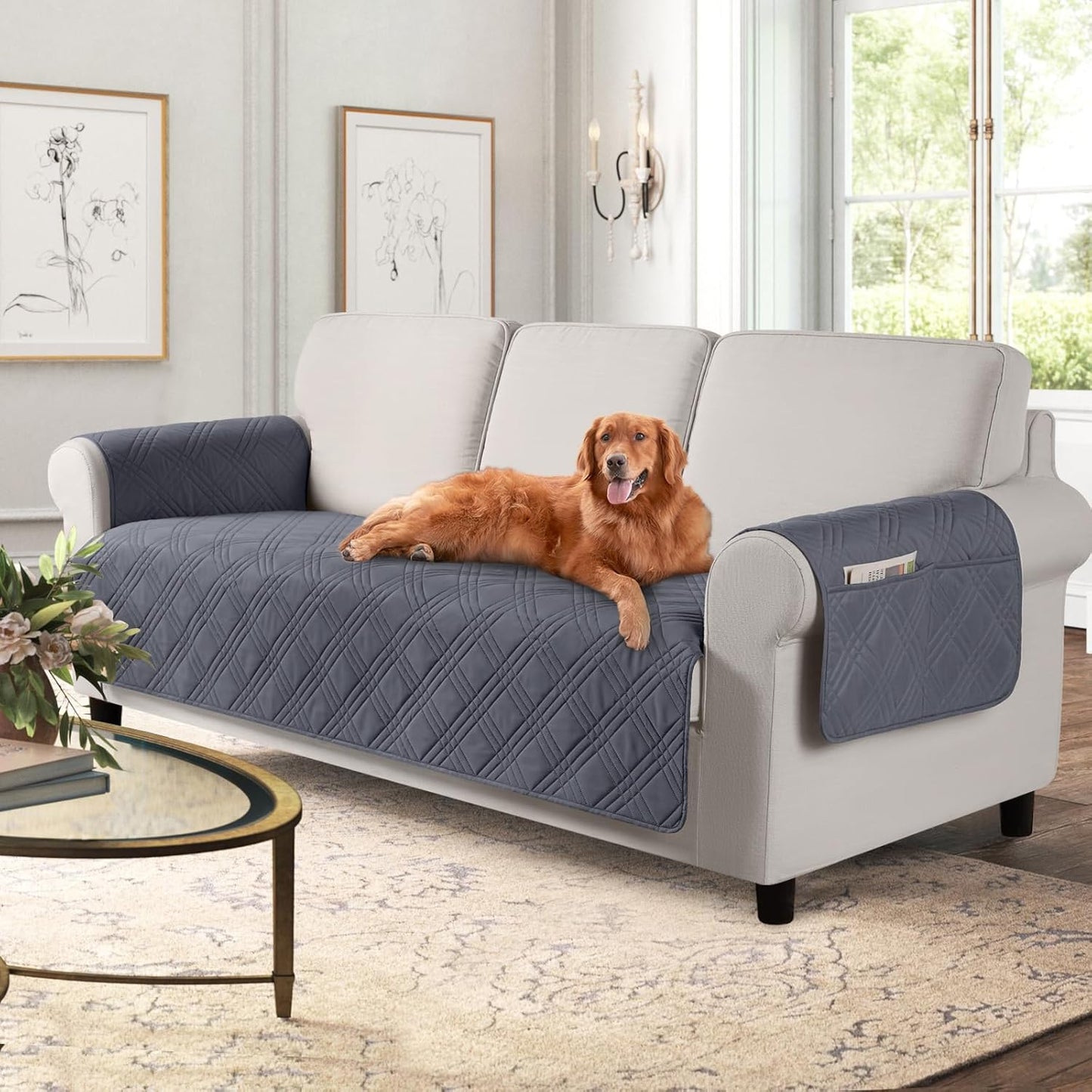 100% Waterproof Couch Covers for Pets Dogs with Non Slip Backing-67.3''/72.4''/78.7''