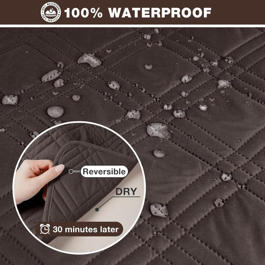 TAOCOCO 100% Waterproof 3-Piece Reversible L-Shaped Sectional Sofa Cover with Chaise, Large Size