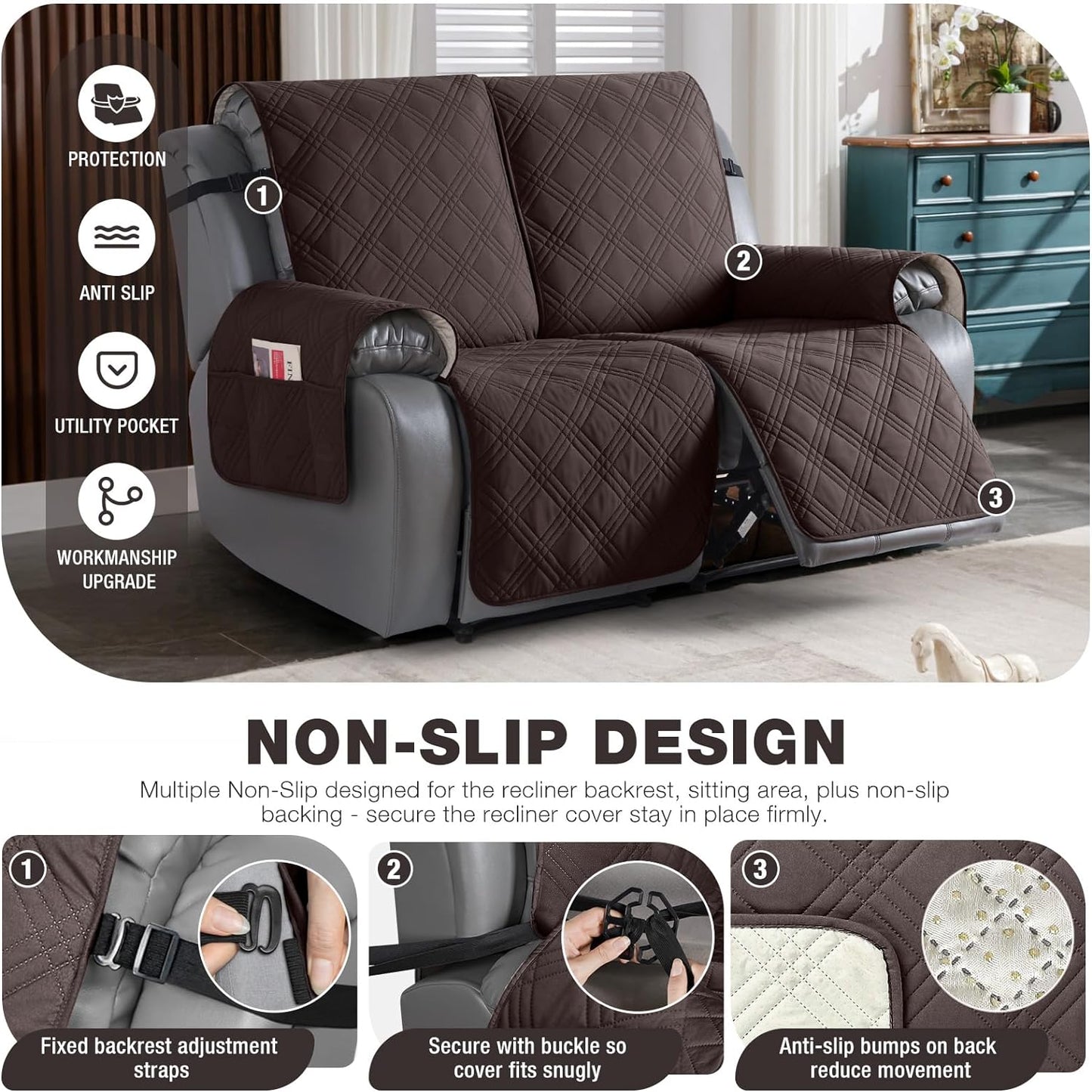 100% Waterproof Loveseat Recliner Cover-2 Seater/Oversized 2 Seater