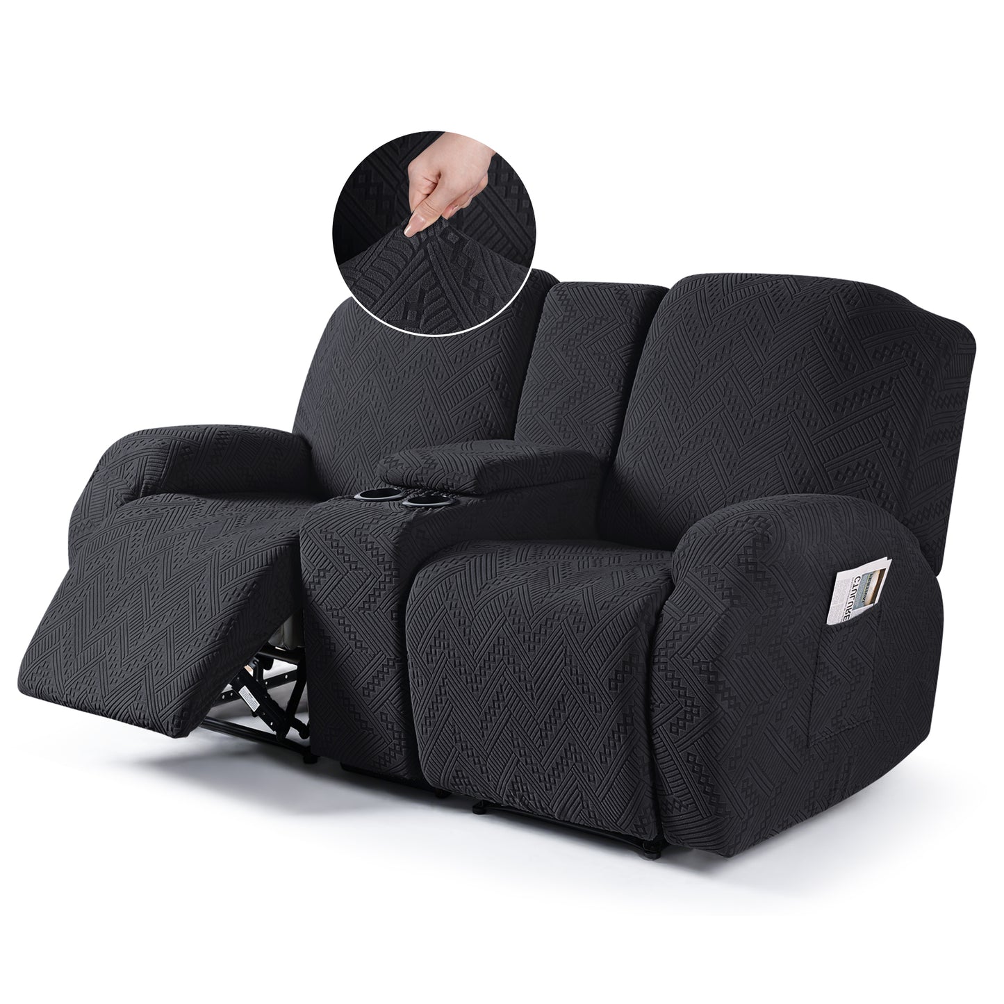 TAOCOCO-Recliner Loveseat Slipcover with Console Reclining Couch Slipcovers-FLG